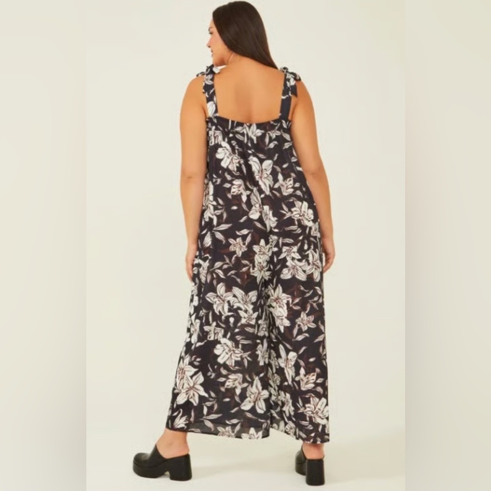 ARULA Black, White & Brown Floral Jumpsuit Size B 2X NWT - Picture 2 of 11